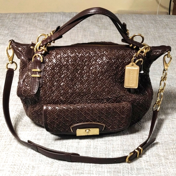 Coach Handbags - Coach woven Crossbody bag, brown color.